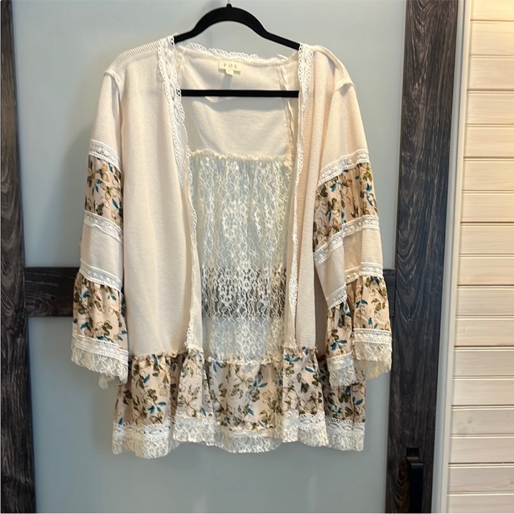POL Lace Floral Kimono NWOT
